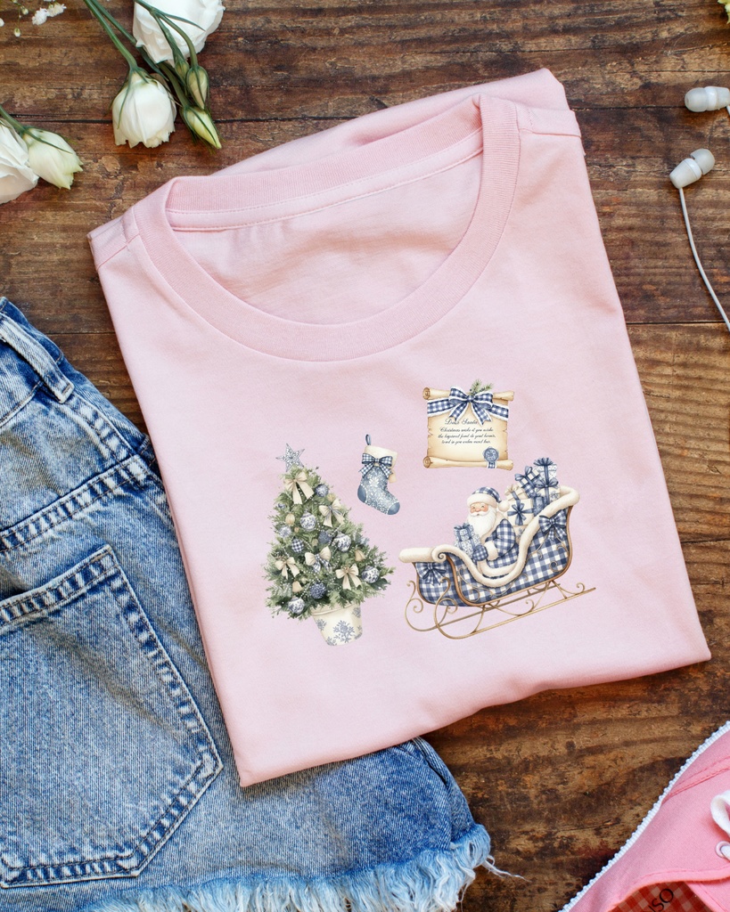 🛋️Coquette Gingham Christmas |ブルーギンガムの可愛いクリスマスクリップアート🛋️