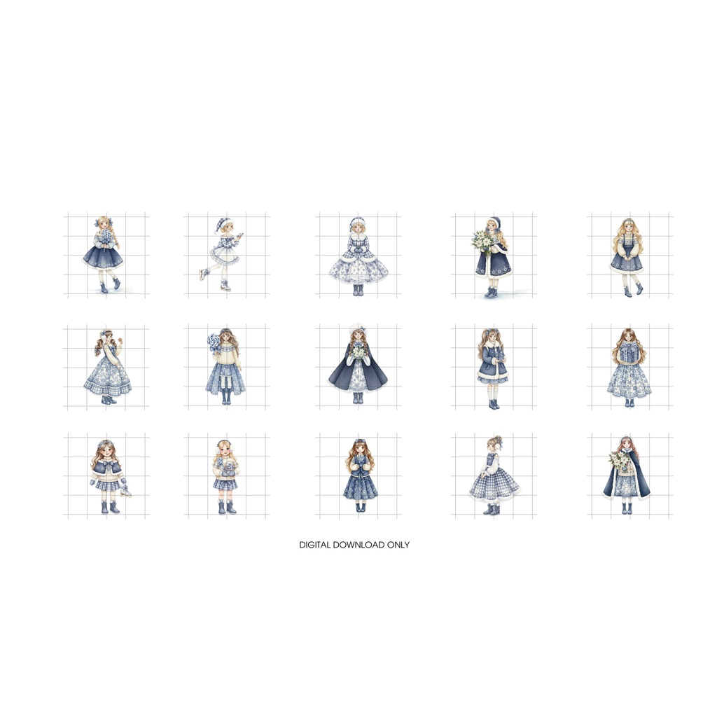 🛋️Coquette Gingham Christmas |ブルーギンガムの可愛いクリスマスクリップアート🛋️