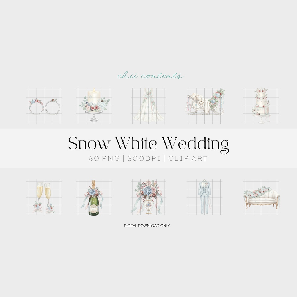 ❄ Snow White Wedding |可憐なホワイトウエディングクリップアート ❄