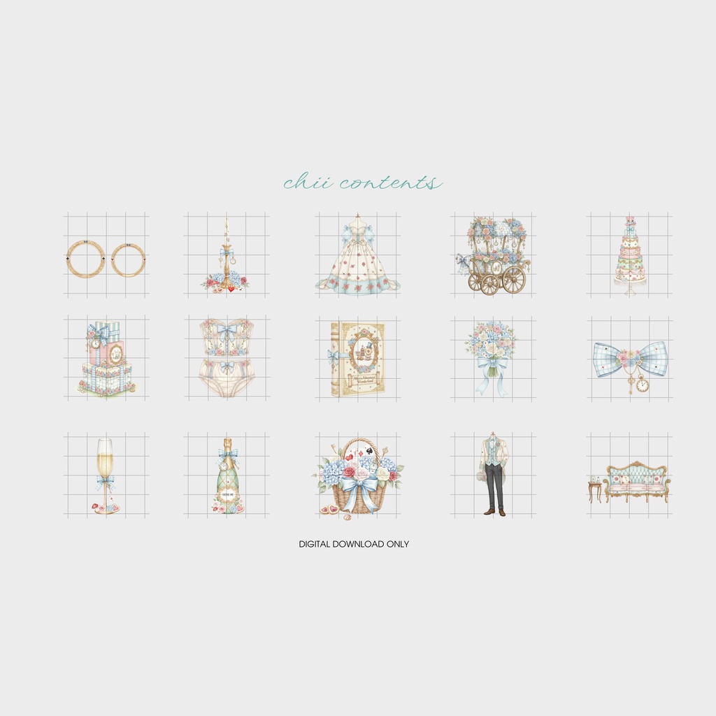 🎠 Wonderland Wedding |夢かわいい不思議の国ウエディングクリップアート 🎠