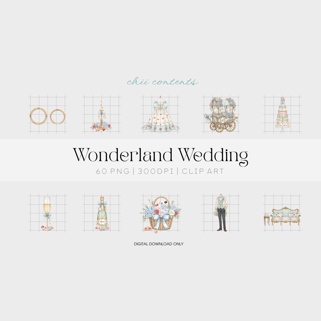 🎠 Wonderland Wedding |夢かわいい不思議の国ウエディングクリップアート 🎠