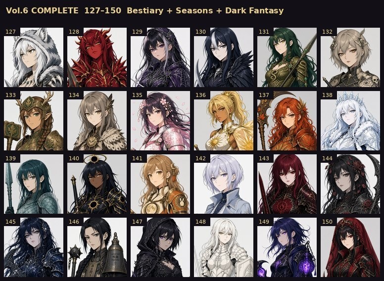 和風ファンタジー女戦士バストアップ126体【商用可】表情3種+透過PNG+トークン