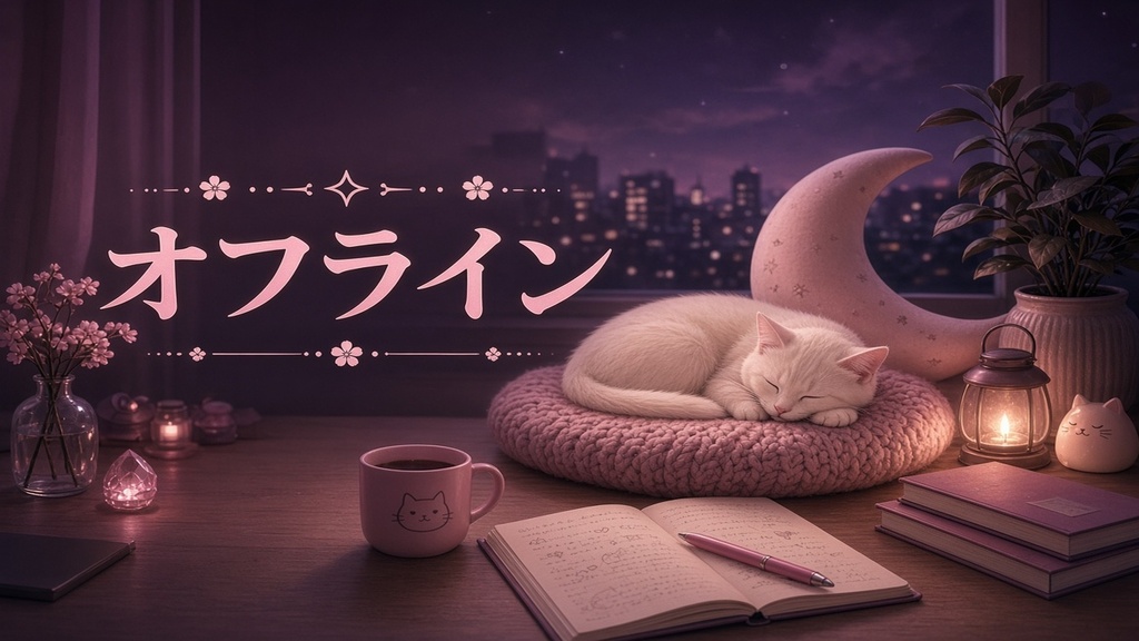 【VTuber向け】もちデスク 配信用オーバーレイセット|まもなく配信/休憩/終了|ピンク