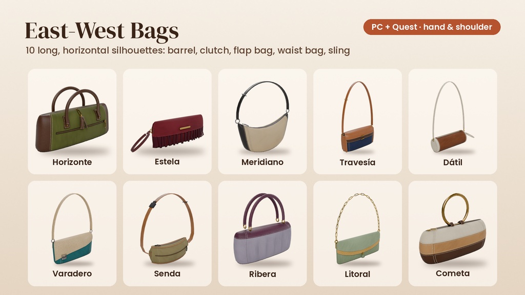 Suede Bags|スエードバッグ30種(手持ち/肩掛け・PC/Quest対応・プレハブ120個)VRChat