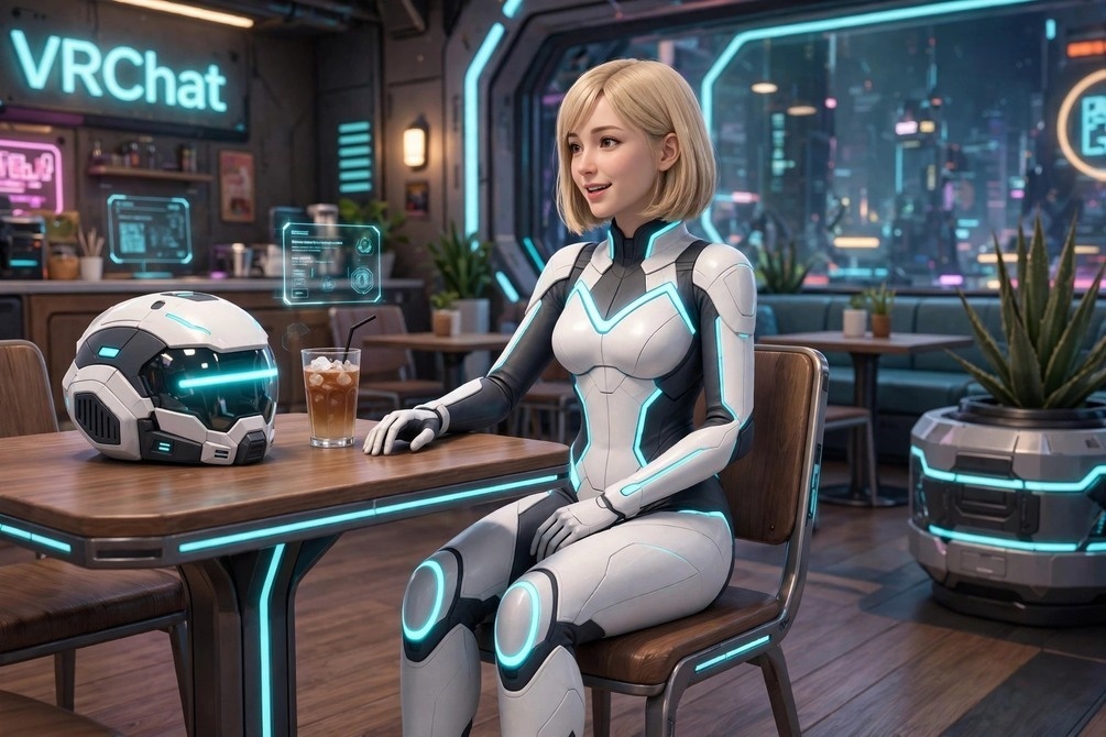 VRChat 3Dアバター SCI-FI SUIT v1.3 - 7ジェスチャー + 5固定ポーズ + 3ダンス + 6エモート + 27表情 + 15口パク | PC + Quest GOOD ✨ 特別機能 - 着脱式ヘルメット
