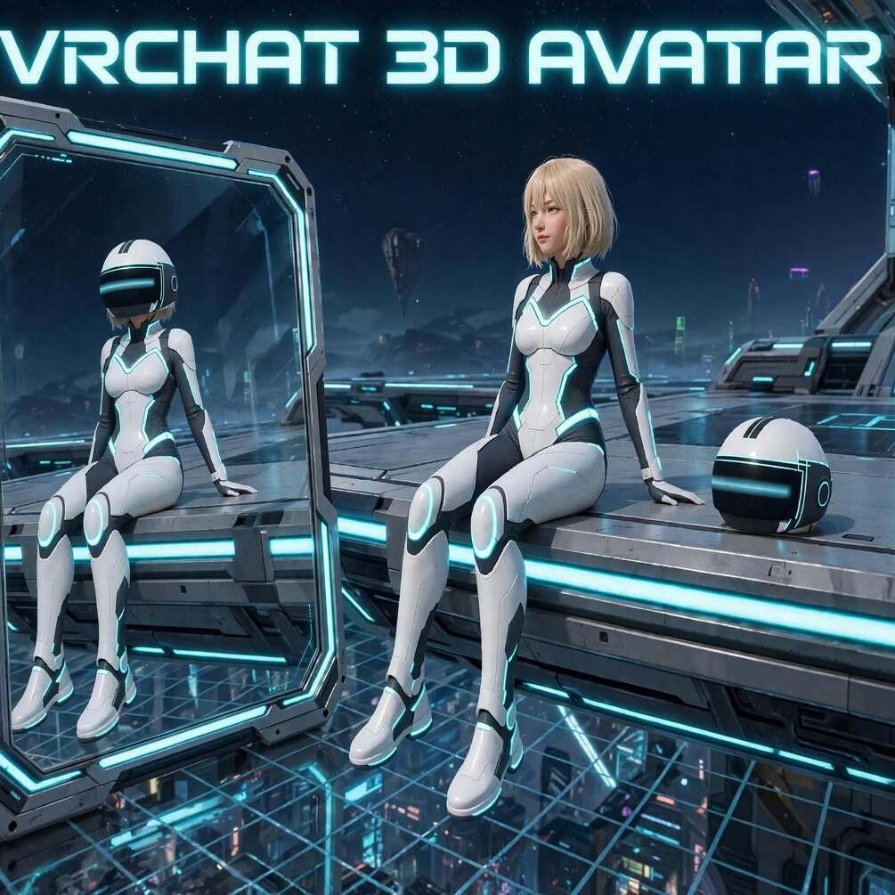 VRChat 3Dアバター SCI-FI SUIT v1.3 - 7ジェスチャー + 5固定ポーズ + 3ダンス + 6エモート + 27表情 + 15口パク | PC + Quest GOOD ✨ 特別機能 - 着脱式ヘルメット
