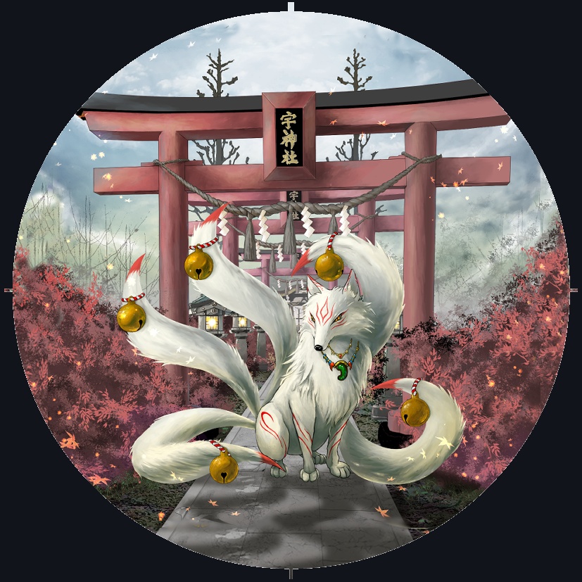 缶バッジ　神社と狐