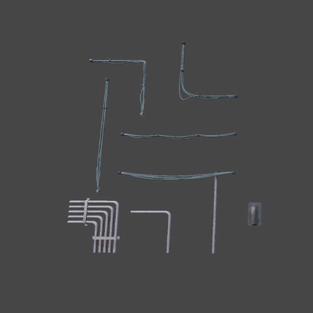 【3Dモデル】配電盤・壁面配線アセット20点セット(Industrial Electric Box Set)