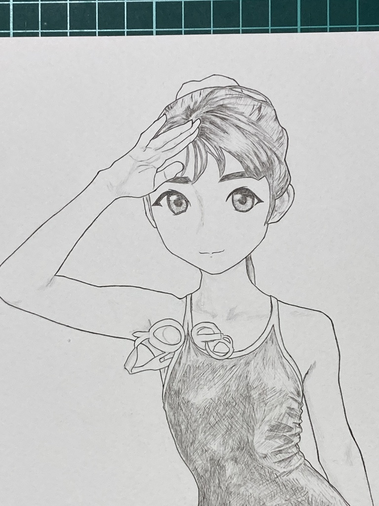 【アナログ絵】スクール水着×スジ 原画1枚