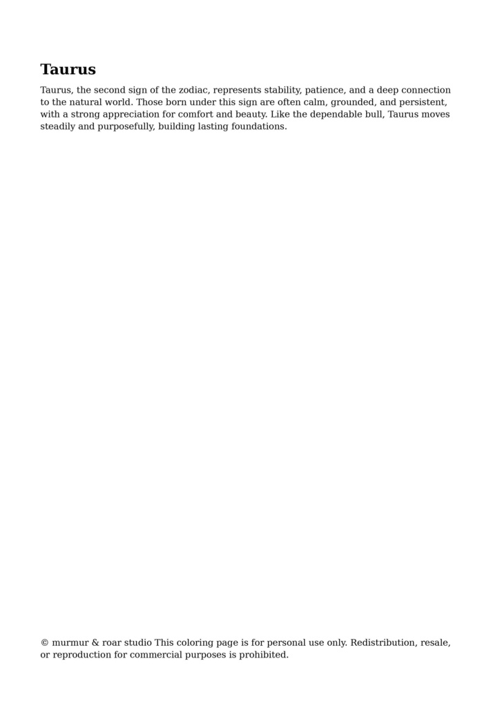 Serene Taurus in the Bamboo Grove|和風星座塗り絵(牡牛座)PDF