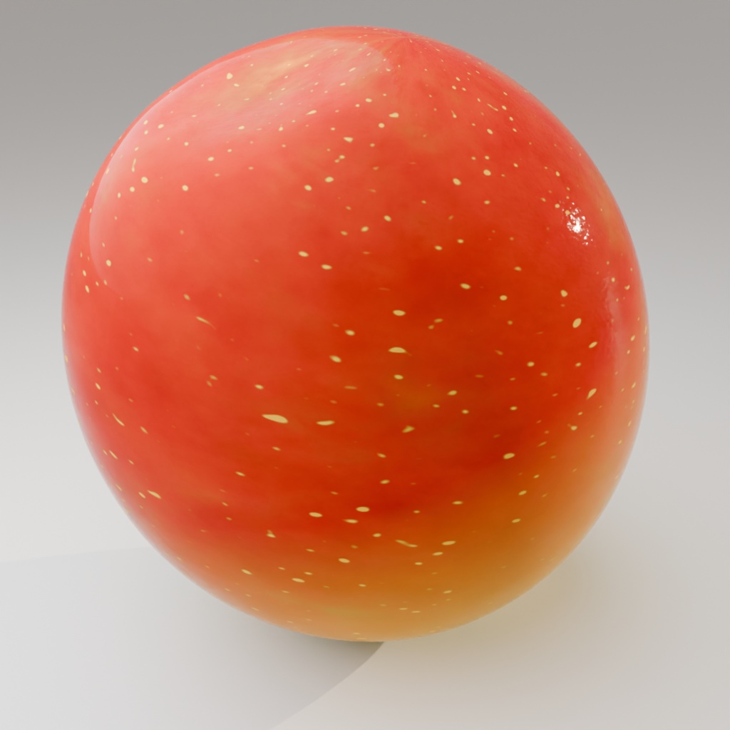 【Blender/SBS】フォトリアル りんご マテリアル【PBR】 ※赤い部分のマテリアルなので茎や葉はないです。