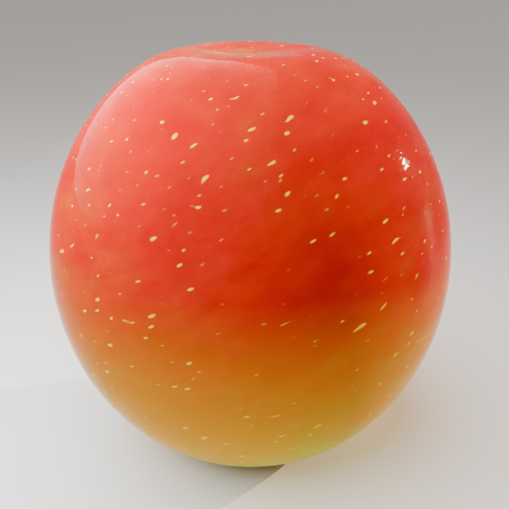 【Blender/SBS】フォトリアル りんご マテリアル【PBR】 ※赤い部分のマテリアルなので茎や葉はないです。