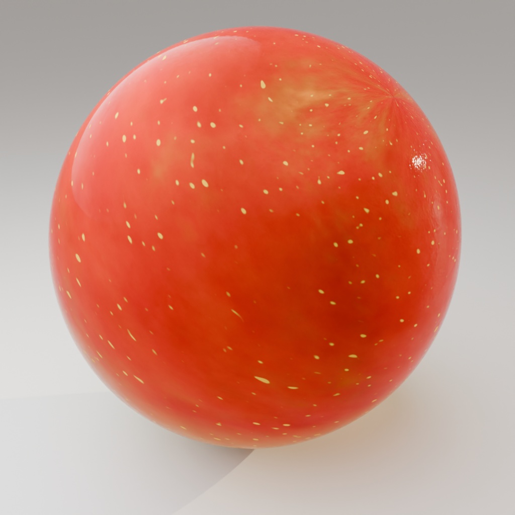 【Blender/SBS】フォトリアル りんご マテリアル【PBR】 ※赤い部分のマテリアルなので茎や葉はないです。