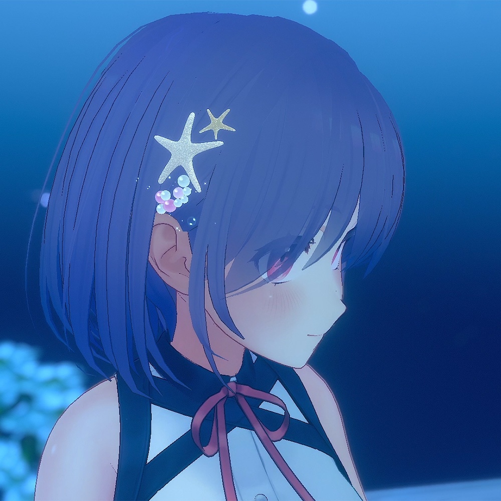 ヒトデのキラキラ髪飾り【パーティクル付き】