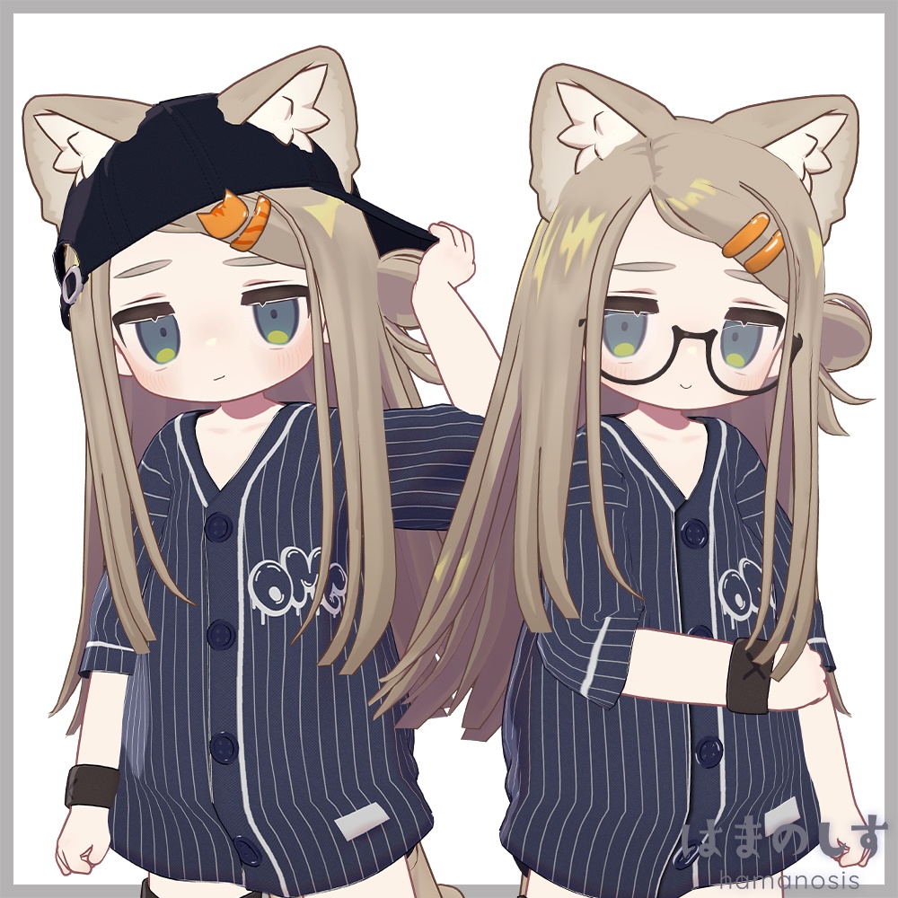 でこだし&ベースボールシャツ 【 髪型 + 衣装 / 髪型のみ 】