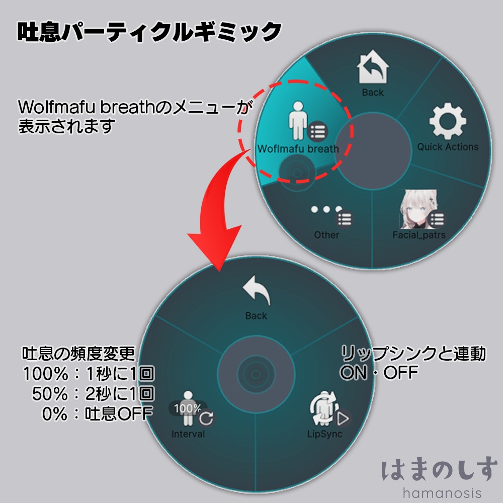 ウルフまふ 【 髪型2種セット / 吐息パーティクルギミック付き / ウルフヘア 】