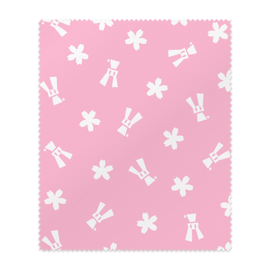 四角いうさぎと桜の眼鏡拭き(ピンク)