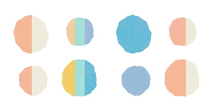 歪なドットポーチ(青・オレンジ系統)