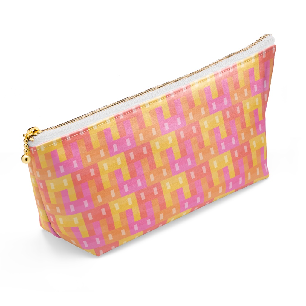 四角いうさぎポーチ(赤黄色系)