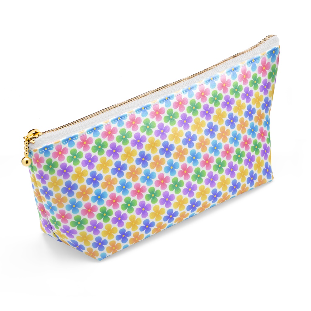 虹色花柄ポーチ