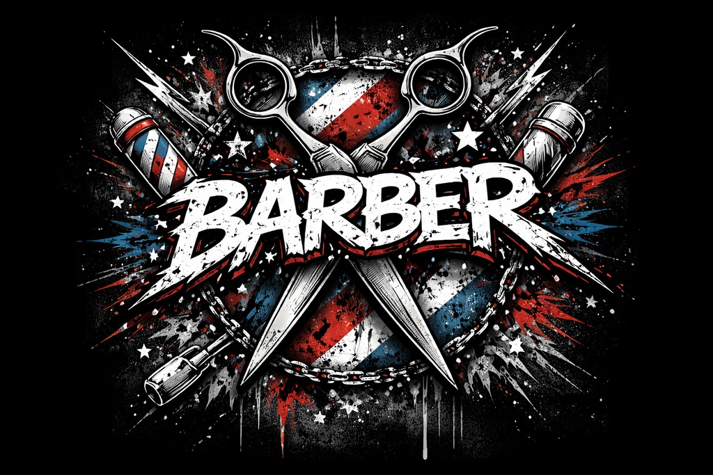 【商用OK】BARBER向け ストリートロゴ素材5点セット