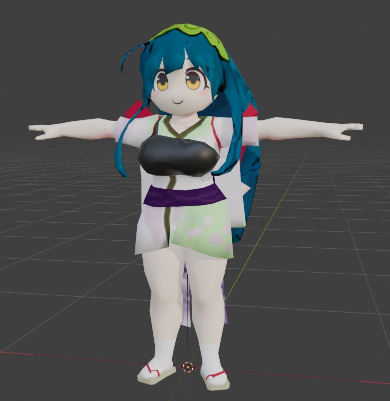 東北ずん子 デフォルメ頭身　3Dモデル