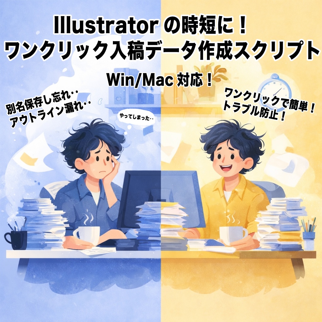 【イラレ時短】ワンクリックで入稿データ作成！自動アウトライン＆別名保存スクリプト（Mac/Win対応）