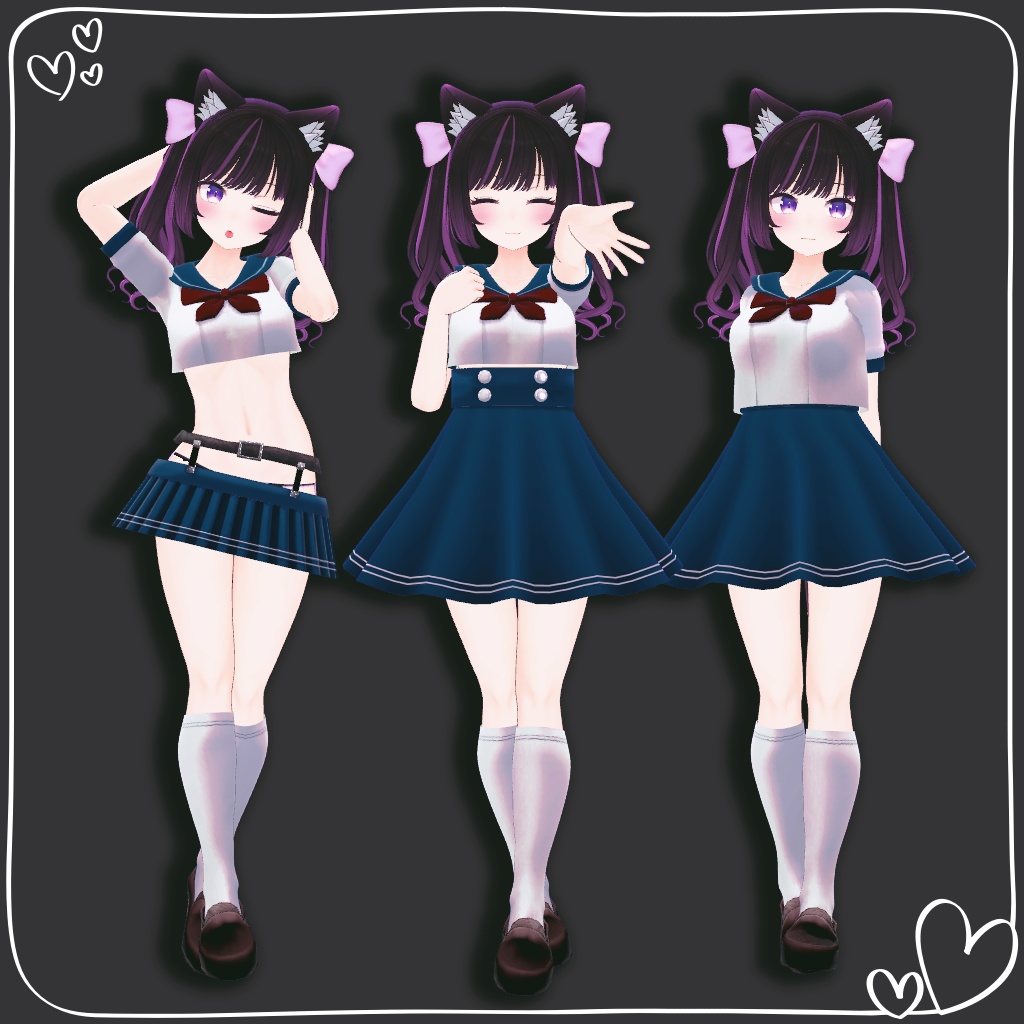【VRChat想定】セーラーコーデ【お着替え用】