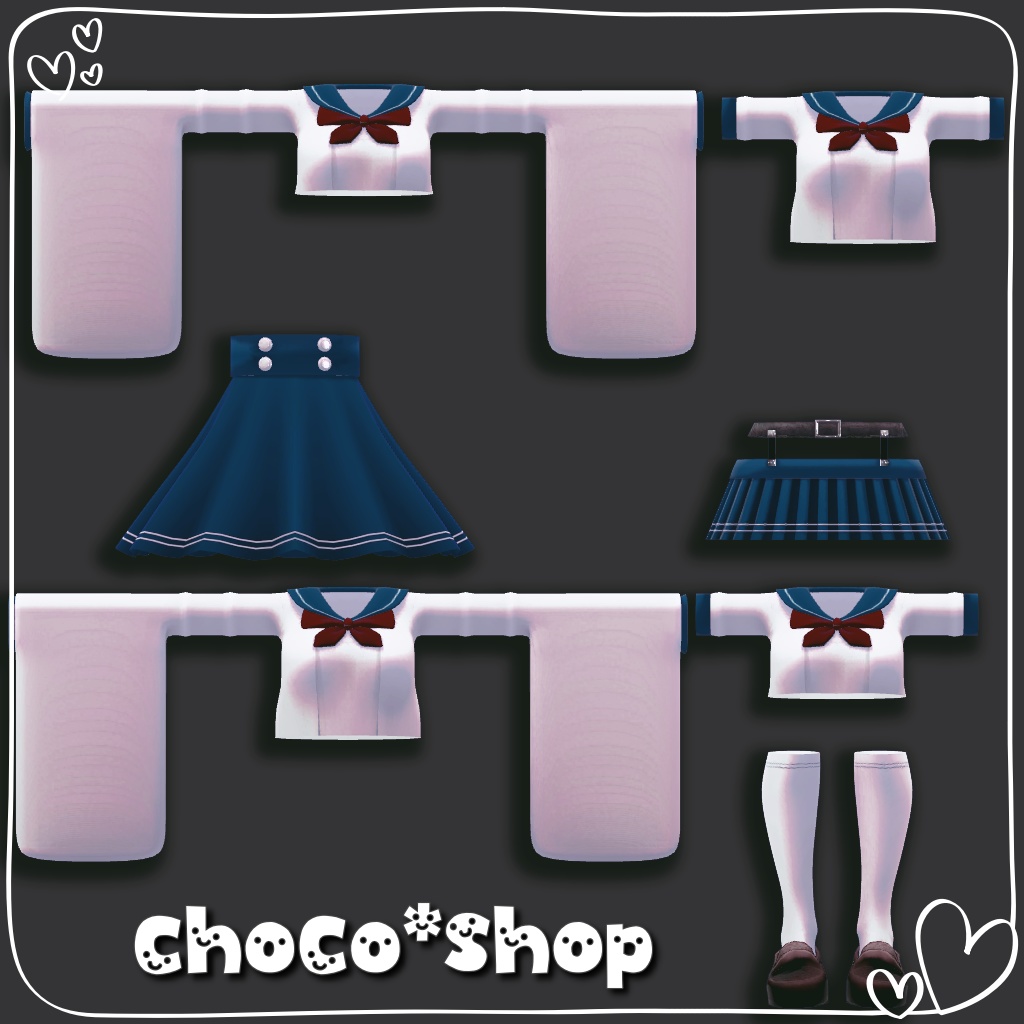【VRChat想定】セーラーコーデ【お着替え用】
