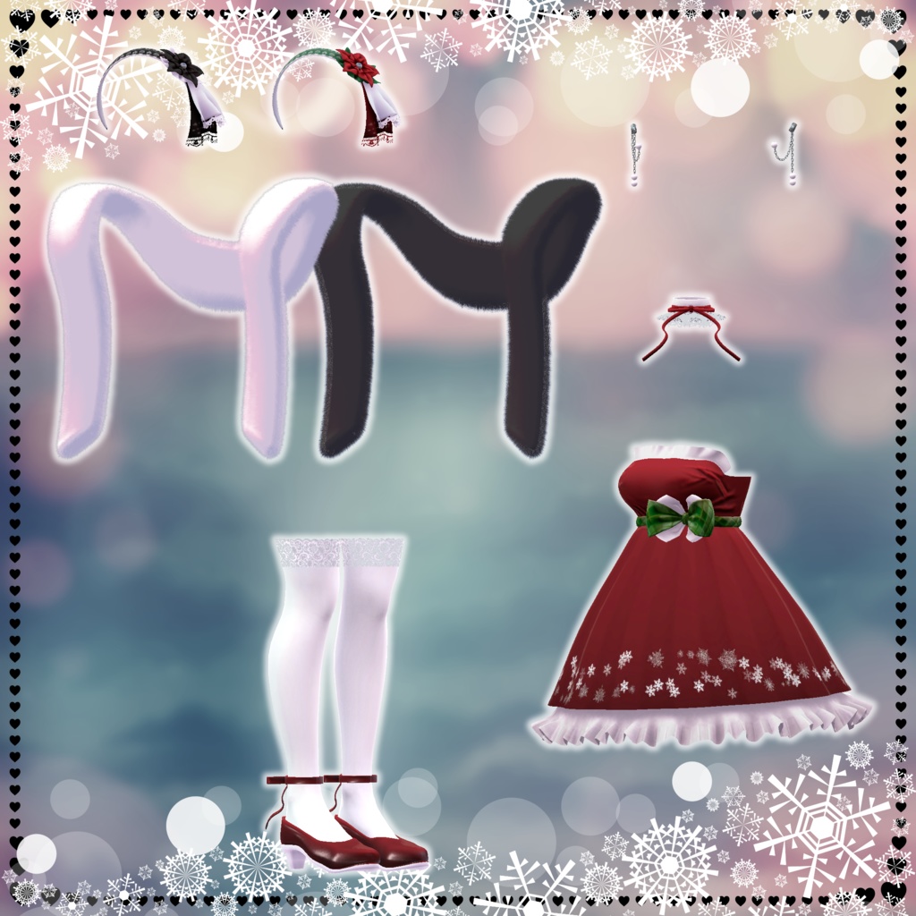 【複数アバター対応】XmasSnowDress