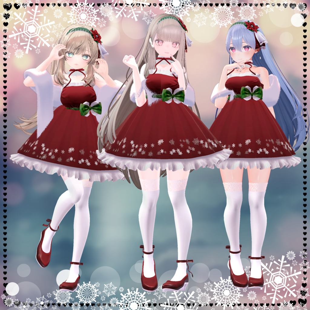 【複数アバター対応】XmasSnowDress