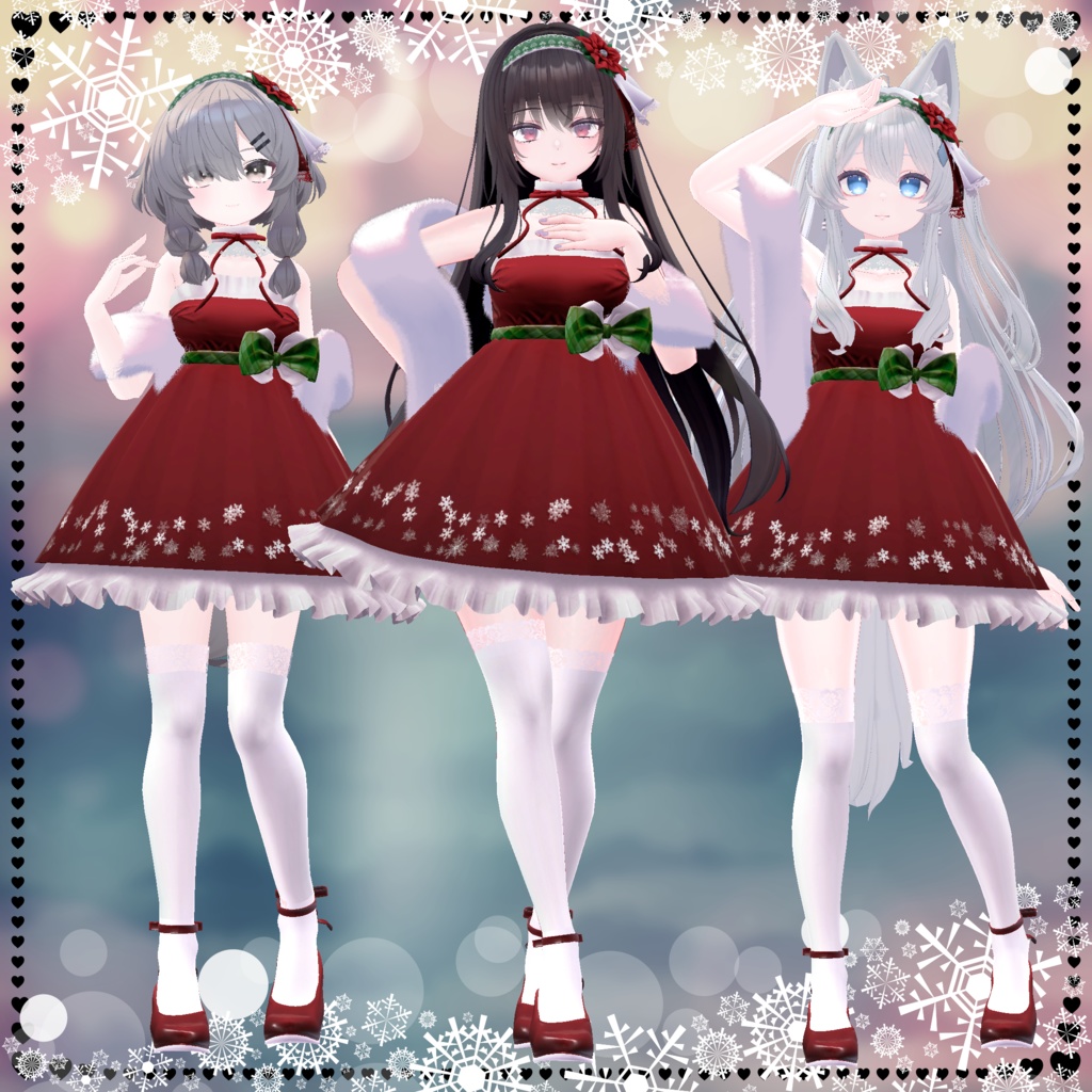【複数アバター対応】XmasSnowDress
