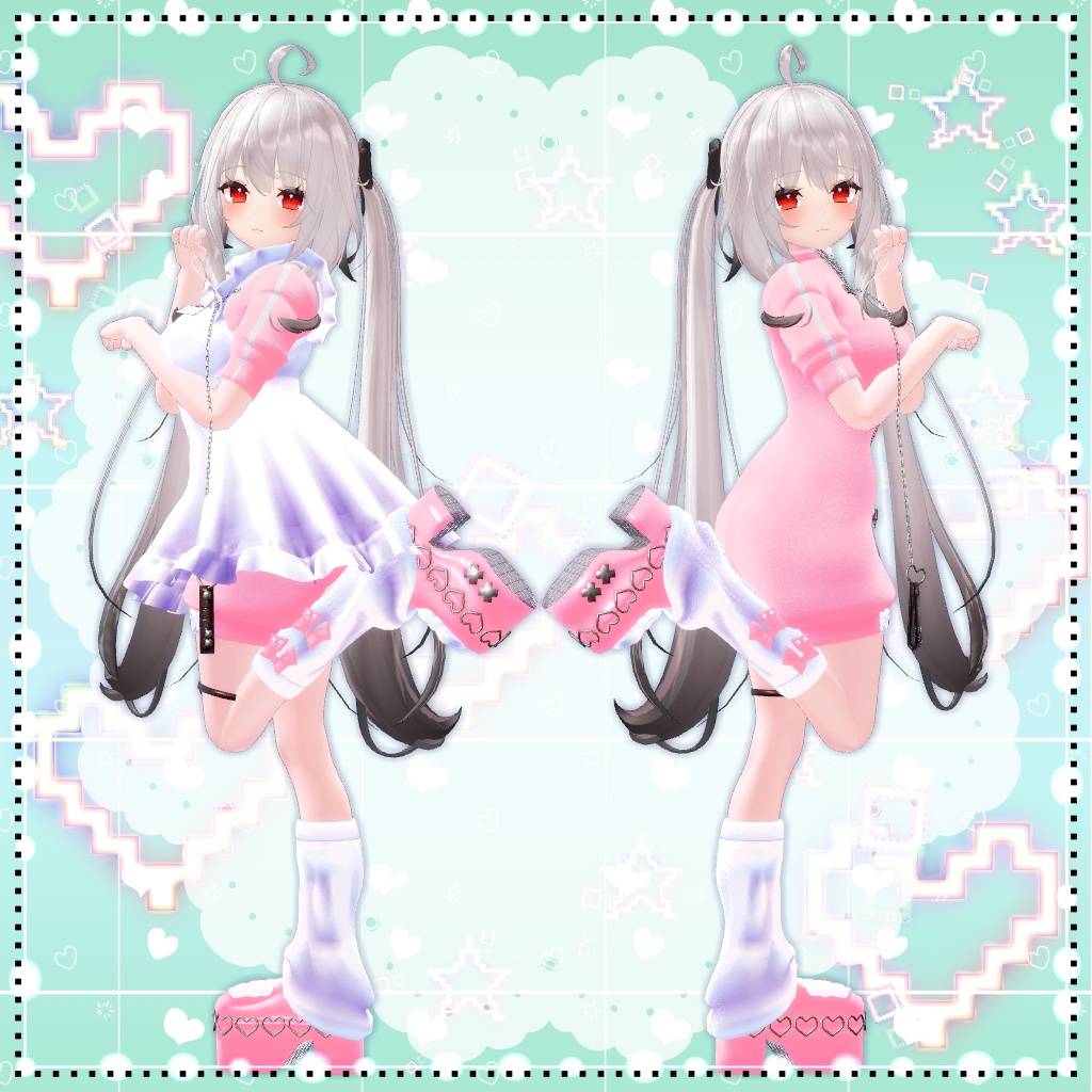 【複数アバター対応】ジャージエプロンドレス