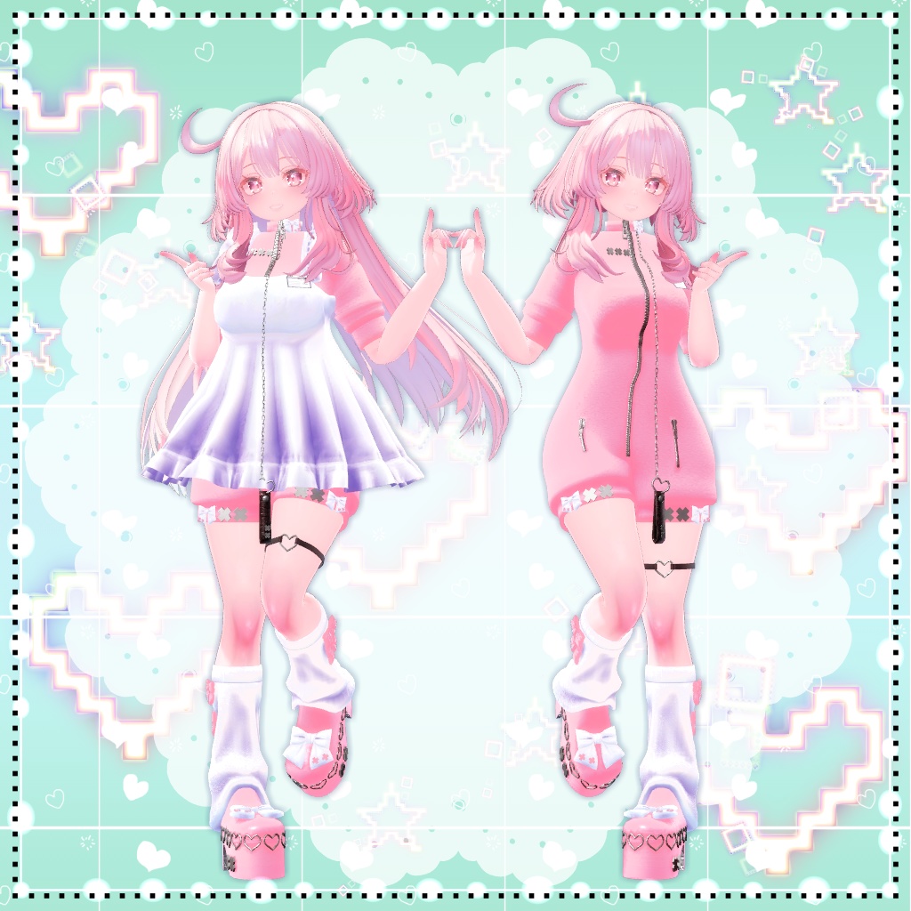 【複数アバター対応】ジャージエプロンドレス