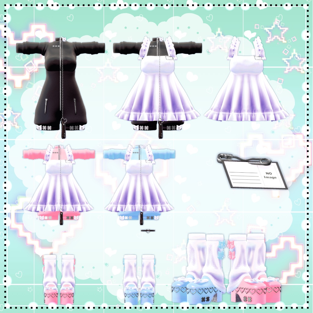 【複数アバター対応】ジャージエプロンドレス