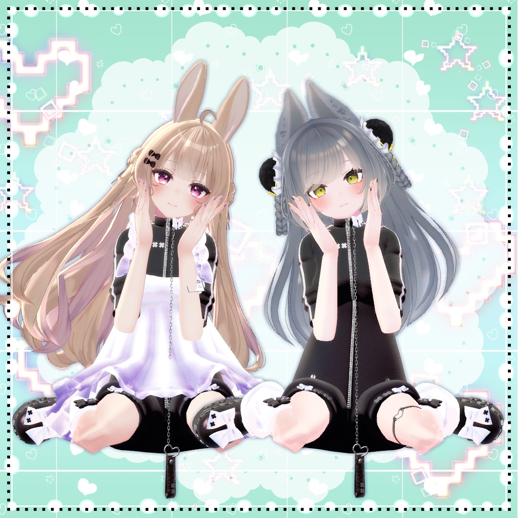 【複数アバター対応】ジャージエプロンドレス