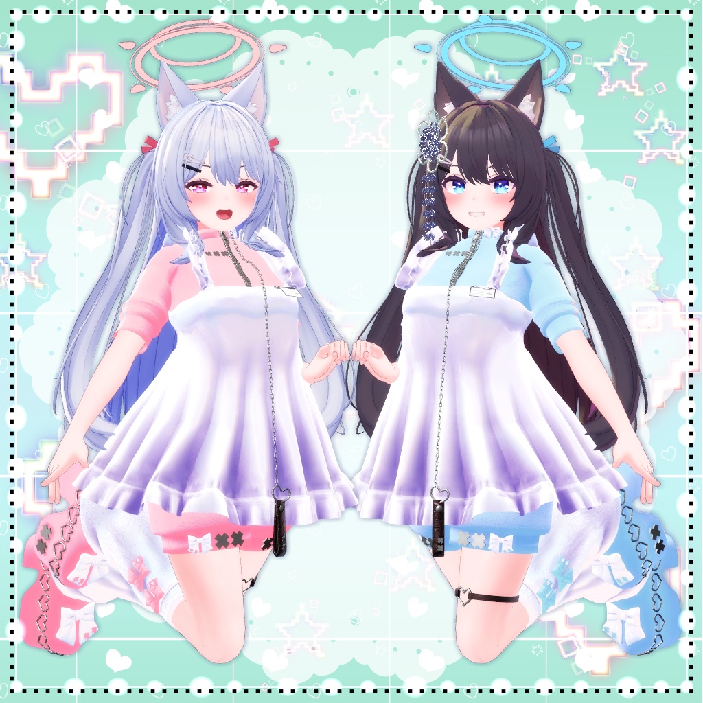 【複数アバター対応】ジャージエプロンドレス