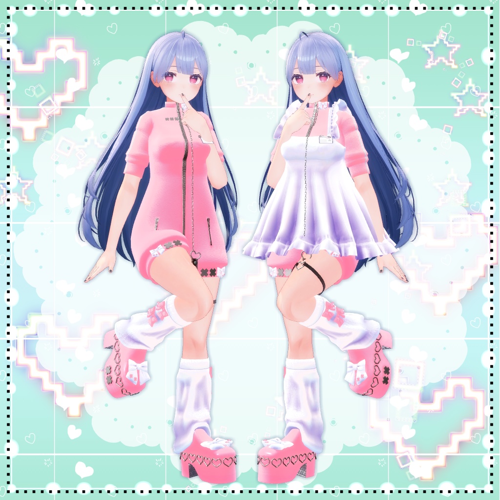 【複数アバター対応】ジャージエプロンドレス