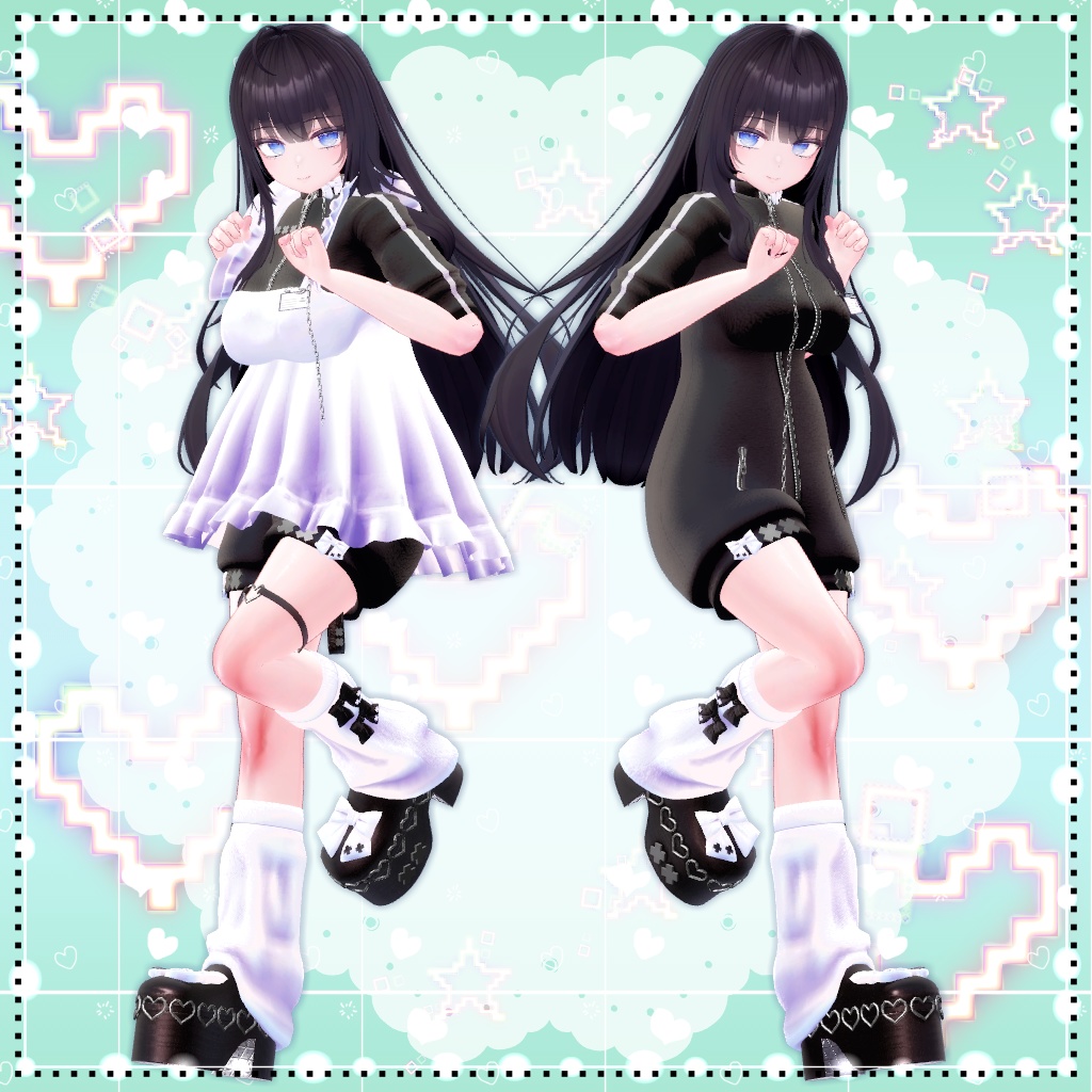 【複数アバター対応】ジャージエプロンドレス