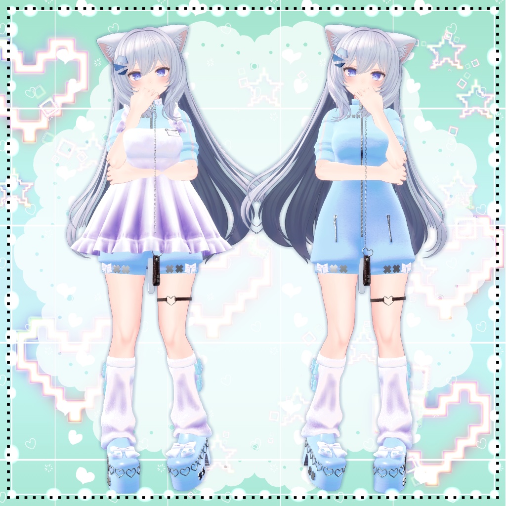 【複数アバター対応】ジャージエプロンドレス