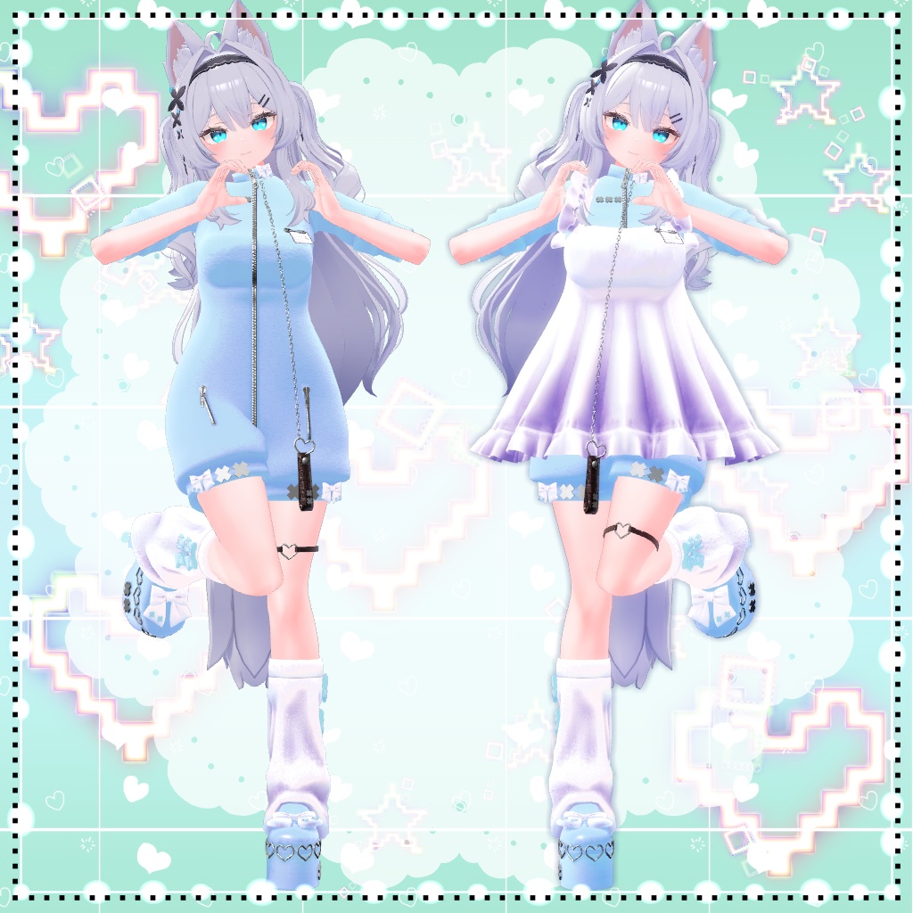 【複数アバター対応】ジャージエプロンドレス