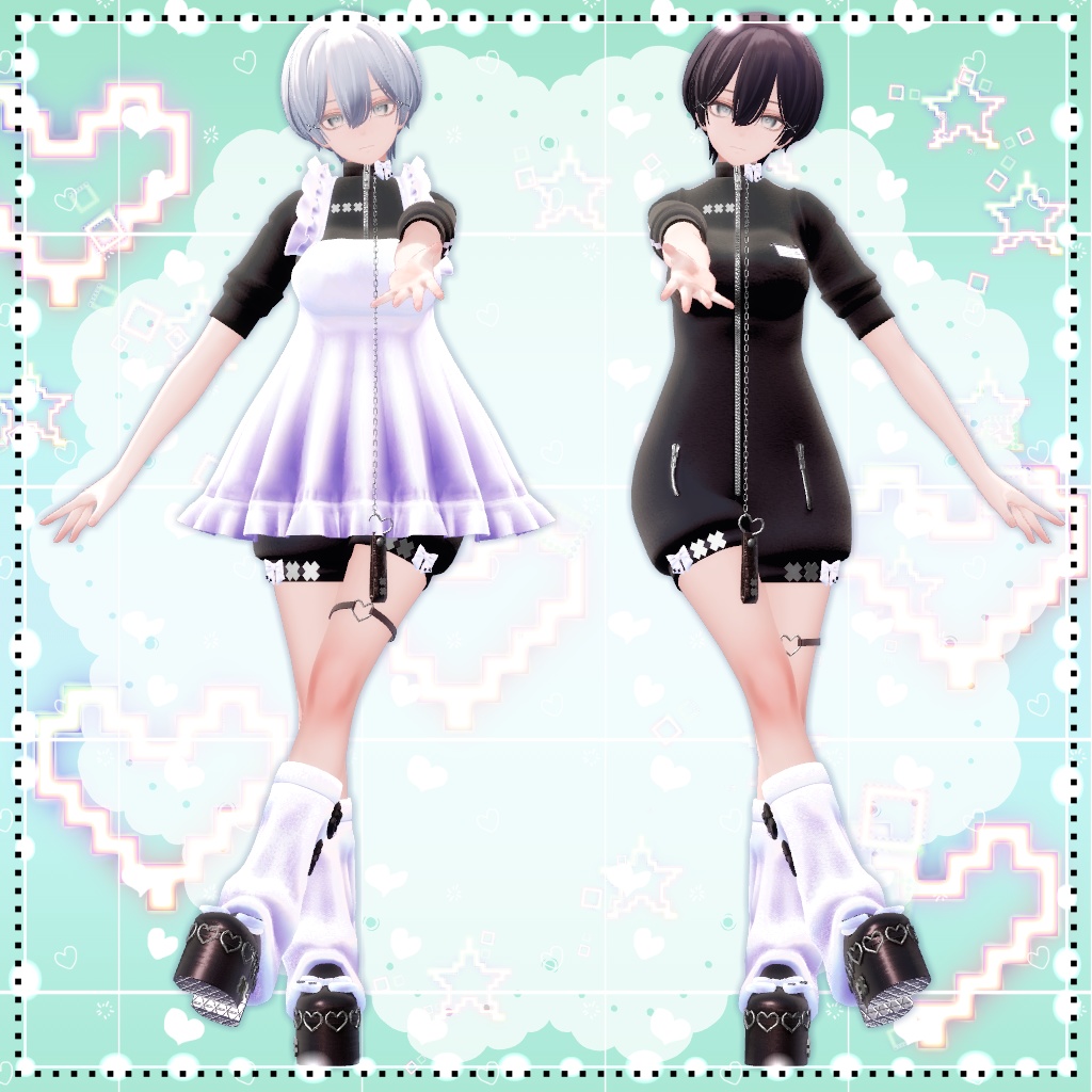 【複数アバター対応】ジャージエプロンドレス