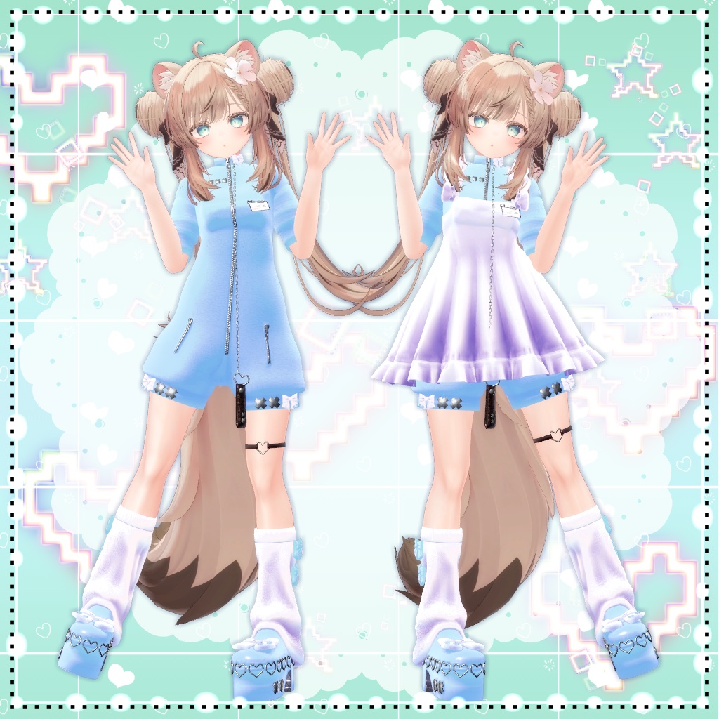 【複数アバター対応】ジャージエプロンドレス