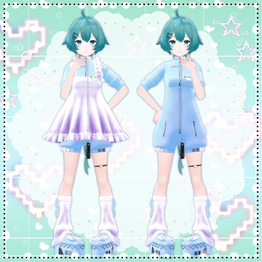 【複数アバター対応】ジャージエプロンドレス