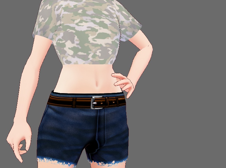 ローライズショートデニムパンツ&ミニTシャツ2種