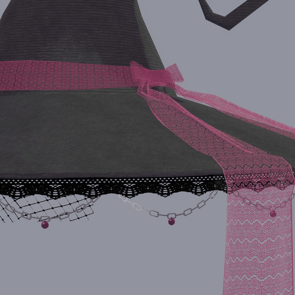 レースチェーンゴシック魔女の帽子【VRChat想定】