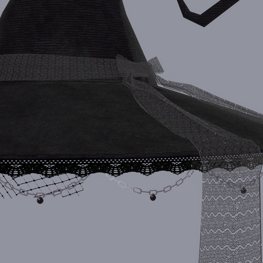 レースチェーンゴシック魔女の帽子【VRChat想定】