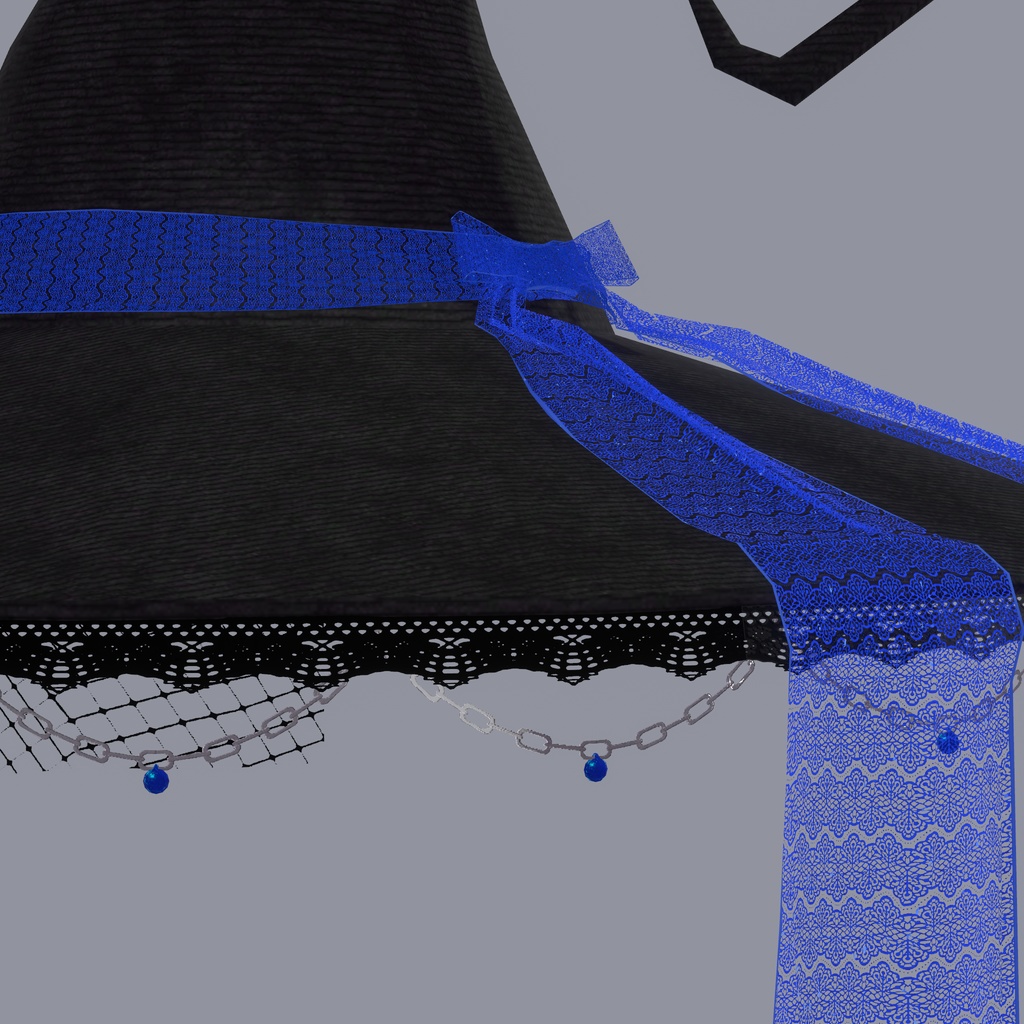 レースチェーンゴシック魔女の帽子【VRChat想定】