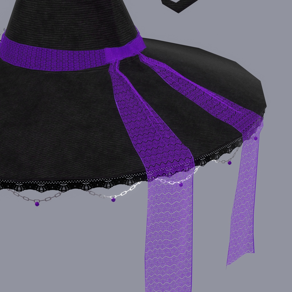 レースチェーンゴシック魔女の帽子【VRChat想定】