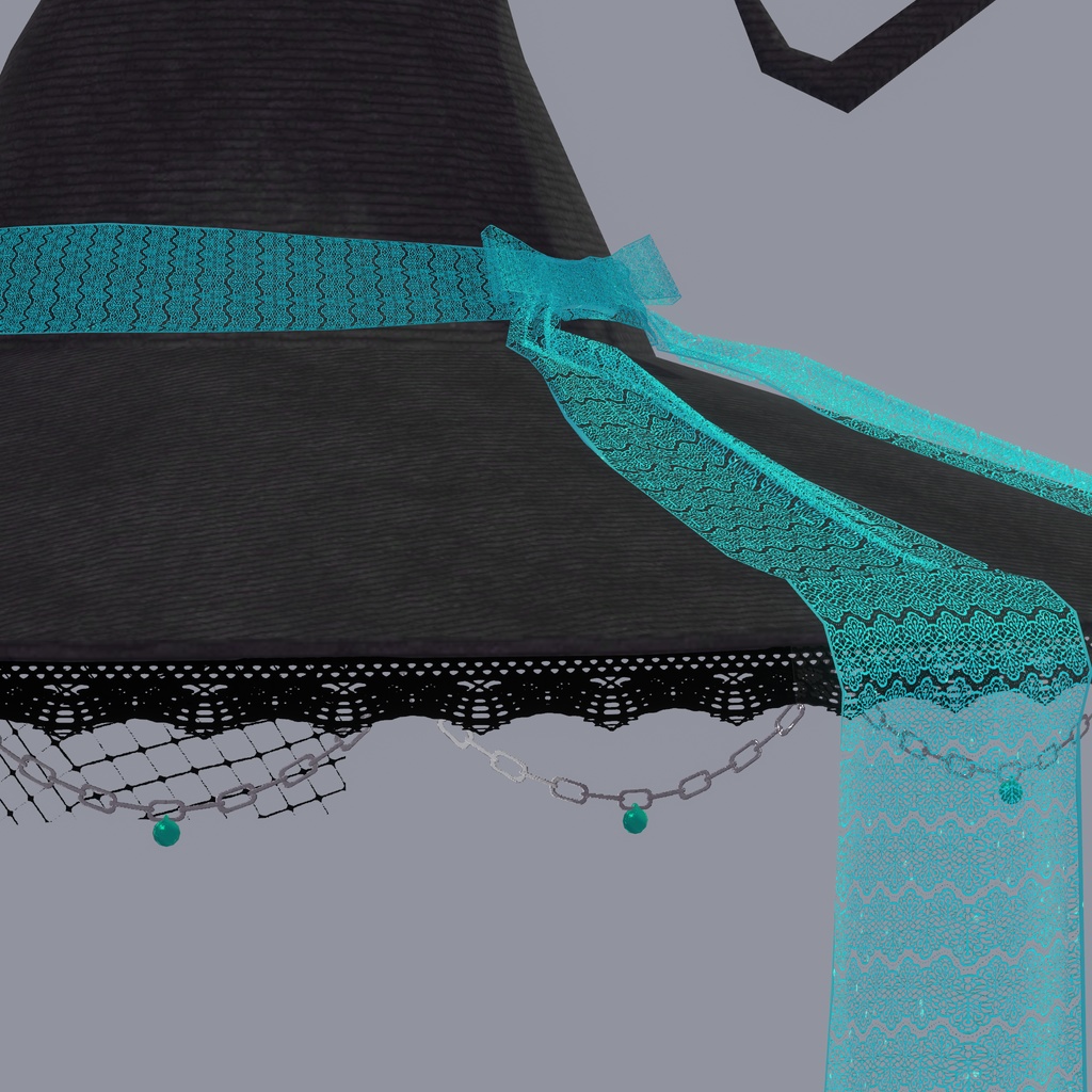 レースチェーンゴシック魔女の帽子【VRChat想定】